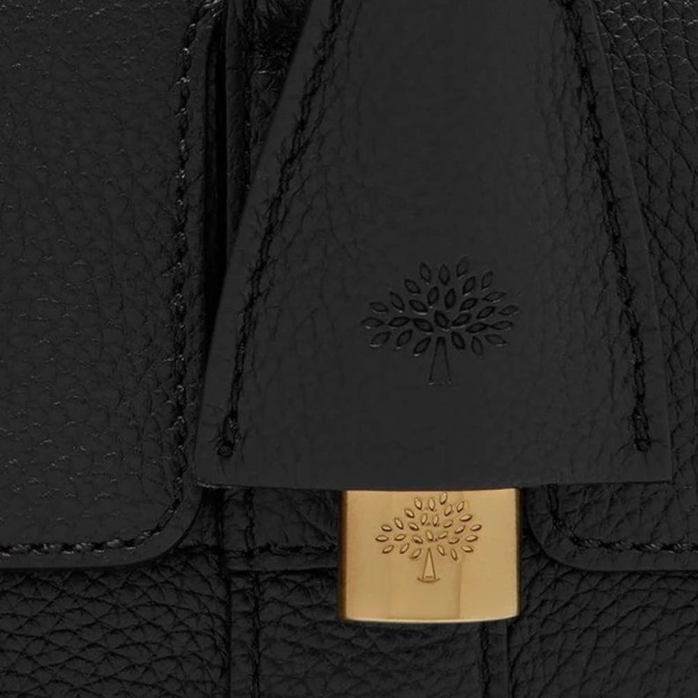 Mulberry Black Leather Tote with Gold Accents - Picture 3 of 9